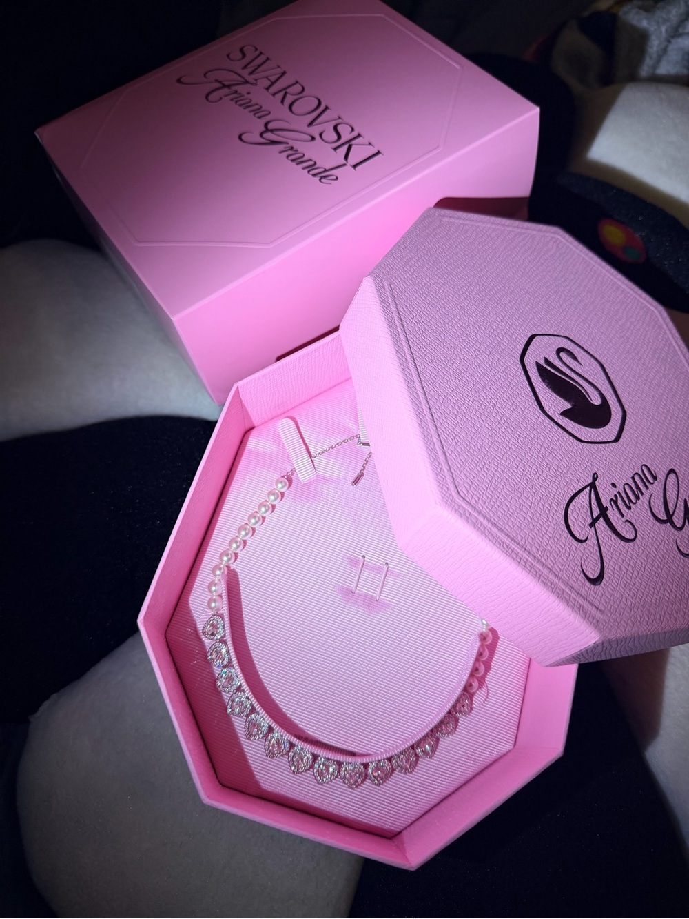 Swarovski Pink Teardrop Crystal Necklace in Pink Gift Box